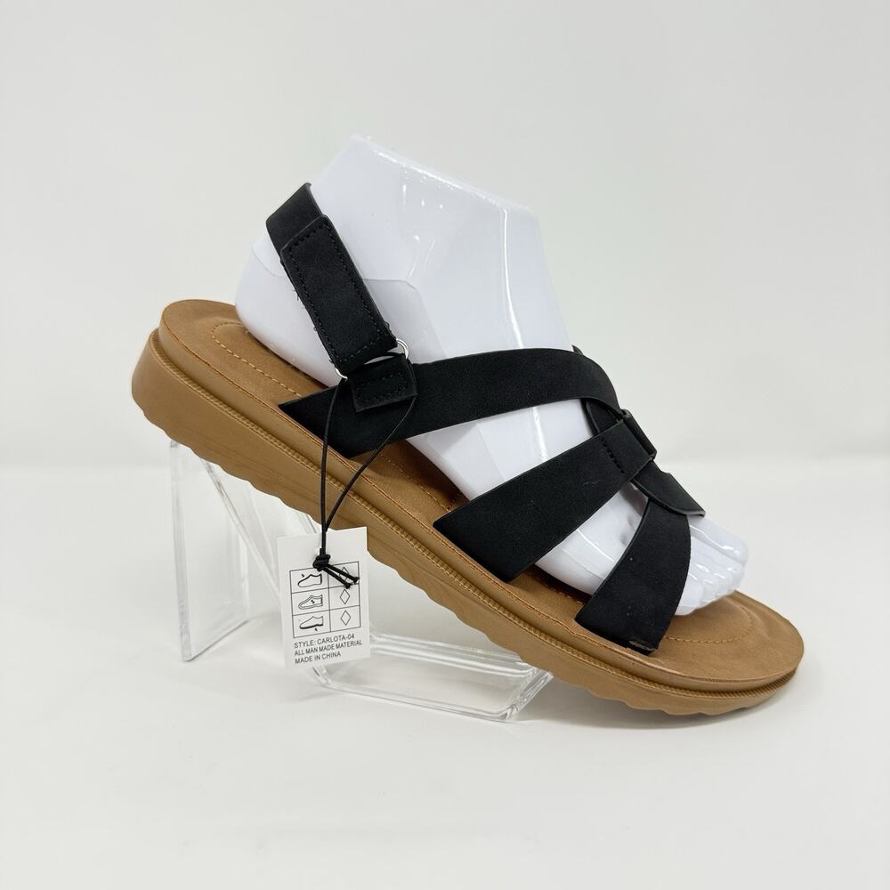 Yoki Carlota-04 Women's Size 10 Black Criss Cross Slingback Sandals